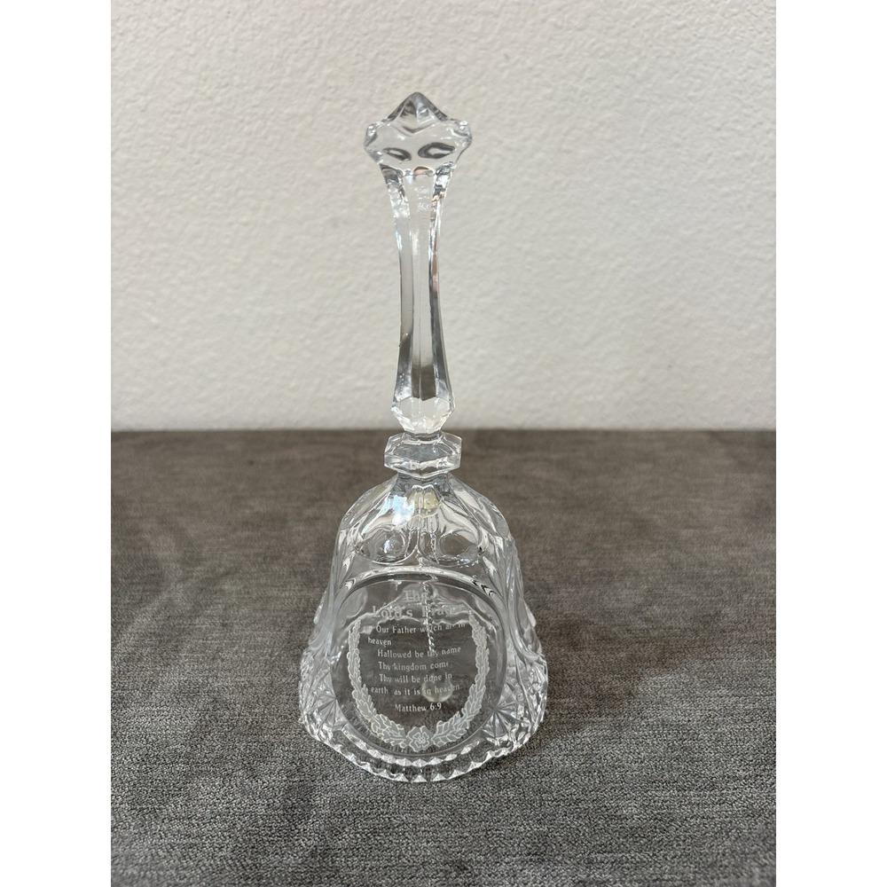 Artmark 24% Lead Crystal Dinner Bell 1986 The Lord's Prayer & Praying Hands